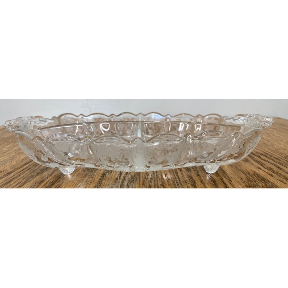 Vintage Footed Divided Dish Relish Floral Flower